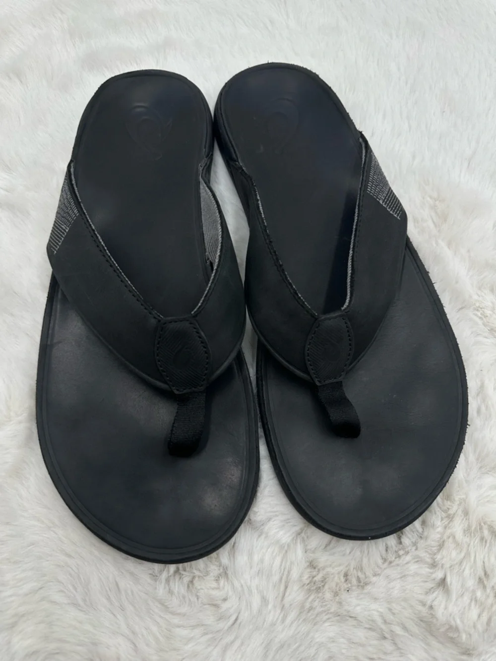 OluKai Tuahine Men’s Waterproof‎ Leather Sandals black men’s flip flops Size 13